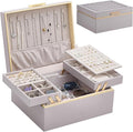 Lolalet Jewelry Box Organizer for Women Girls, 2 Layer Jewelry Organizers and Storage for Necklace Earrings Rings Bracelets, Large Jewellery Holder Case Birthday Valentine Gifts -HazePurple