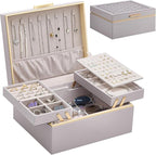 Lolalet Jewelry Box Organizer for Women Girls, 2 Layer Jewelry Organizers and Storage for Necklace Earrings Rings Bracelets, Large Jewellery Holder Case Birthday Valentine Gifts -HazePurple
