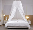 VETHIN Double Layer Princess Round Dome Canopy Bed Curtain for Girls Adults,Children Dreamy Mosquito Net,Cute Bedroom Decoration Castle Play Tent Reading Nook Canopies (Dome-White/White)