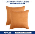 MIULEE Pack of 2 Decorative Outdoor Solid Waterproof Throw Pillow Covers Faux Linen Garden Farmhouse Cushion Cases for Patio Tent Balcony Couch Sofa 20x20 Inch Brown