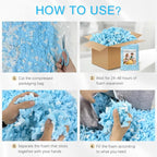 10lbs Shredded Memory Foam Filling, Blue and White Bean Bag Filler, Soft Pillow Stuffing Refill for Couch, Cushion, Dog Bed, Pouf, Arts and Crafts