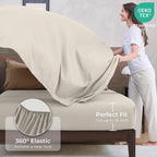 HEVUMYI Khaki & Linen California King Comforter Set - 7-Piece All Season Bed in a Bag Cal King, Ultra Soft Bedding Set with Comforter, Flat Sheet, Fitted Sheet, Pillowcases, Pillow Shams