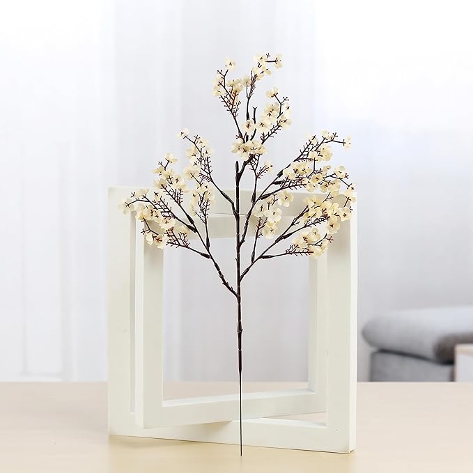 JAKY-Global Babys Breath Fabric Cloth Artificial Flowers 6 Bundle European Fake Silk Plants Decor Wedding Party Decoration Bouquets Real Touch DIY Home Garden (Champagne)