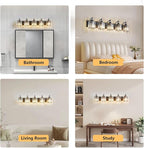 5-Light Black Bathroom Light Fixtures Over Mirror Modern Vanity Lights Crystal Wall Sconce Vintage Bathroom Lighting with Crystal Shade E26 Base for Bedroom, Living Room, Hallway