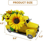 Sunflower Metal Truck with Artificial Flower Vintage Farm Pickup Farmhouse Tabletop Tiered Tray Decor, Rustic Farmhouse Decor for Table Top Decor Home Kitchen(Yellow)