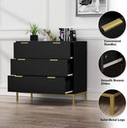 Anmytek Black Dresser for Bedroom, 3 Drawer Dresser with Spacious Storage Modern Wood Chest of Drawers for Bedroom Living Room Chest of Drawers for Hallway H0073