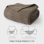 EVERGRACEHOME Chunky Chenille Knit Throw Blanket for Couch, Soft Luxurious Moss Stitch Blankets for Bed, Cozy Decorative Farmhouse Knitted Throws for Sofa, Mocha Brown, 60" x 80"