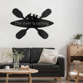 SIGNLEADER Metal Wall Art Decor - Kayak with Paddles Sport Minimalist Modern Abstract Wall Sculpture Hanging Home Decoration for Living Room, Bedroom, Bathroom, Kitchen, Studio, Outdoor - 18" Black