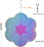 Wind Spinner Outdoor Metal 3D Wind Spinner Hanging Yard Garden Decor Gifts Stainless Steel Six-Pointed Star Spinners with 360° Rotating Hook