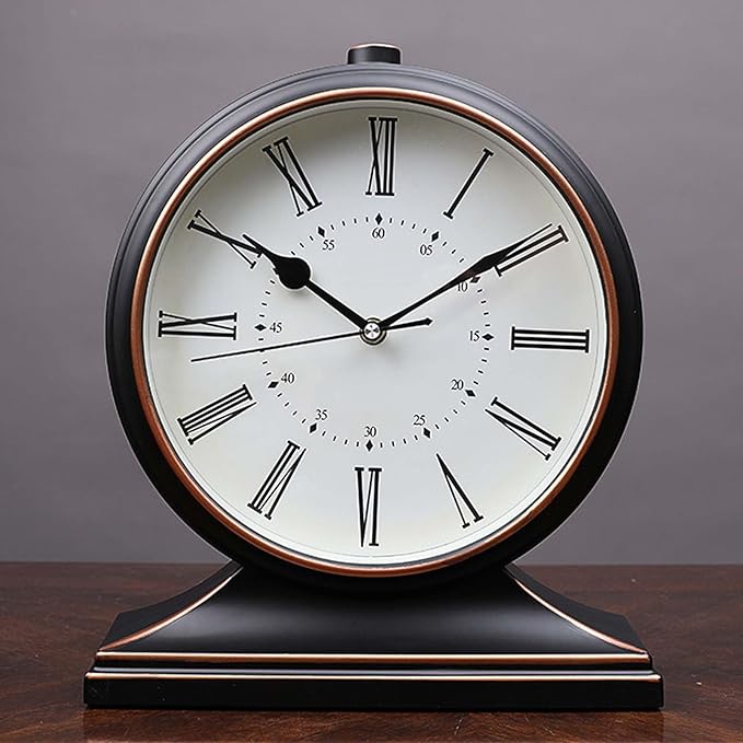 rnuie Desk Clock for Table Decor, Retro Mantel Clock Battery Operated for Fireplace Mantel, Living Room, Bedroom, Office, Desktop Decoration