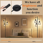 Dimmable Floor Lamps for Living Room, Farmhouse Tree Standing Tall Lamp with Remote Control 3 Elegant Cage Shade LED Bulbs for Bedroom Office - Black