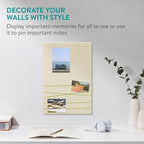 Navaris Fabric Memo Bulletin Board - 12" x 17" Velvet Memory Board for Wall to Display Photo Collages, Pictures, Notes - Includes 6 Push Pins - Beige