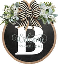 Circular Surname Front Door Welcome Sign - 26 Letter House Wreath, Front Porch Decorations, Year-Round Home Decor (B)
