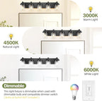 5-Light Bathroom Vanity Light Bathroom Light Fixtures Over Mirror, 31" Black Vanity Lights with Glass Shade, Modern Wall Sconce for Cabinet Porch Bedroom, Hallway E26
