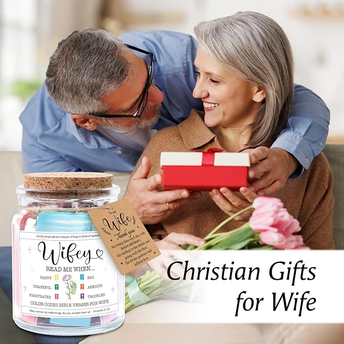 NewEleven Valentines Day Gift For Wife From Husband - Soulmate, Girlfriend, Fiance Gift for Anniversary, Birthday - Inspirational Gifts, Christian Present For Wife From Husband - Bible Verse Jar