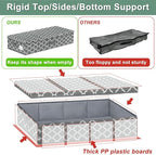 punemi Under Bed Storage Containers Bins With Lids, 6 Inches Tall Flat Underbed Clothes Storage W/Sturdy Sidewalls & Bottom, Low Profile Under Dorm Bed Storage Drawers With 3 Handles (Lantern Pattern)