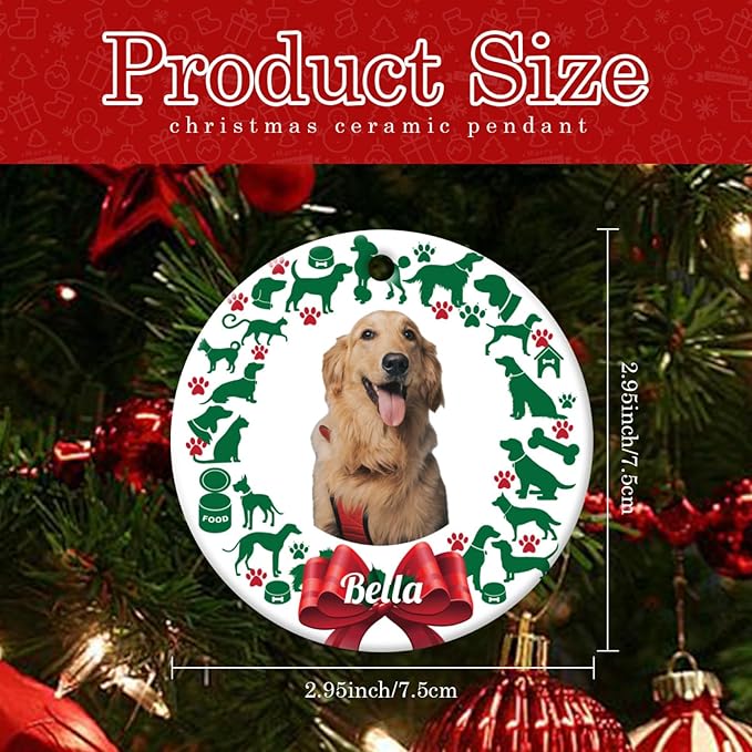 Personalized Custom Photo Ornaments for Christmas Tree - Ceramic Hanging Xmas Ornaments for Couples, Family, Wedding