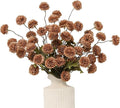 DuHouse 6pcs Artificial Flowers Faux Silk Pompon Mum,Silk Small Mini Chrysanthemum Ball with Stems for DIY Wedding Bouquets Centerpieces Vase Home Table Kitchen Decoration(Coffee)