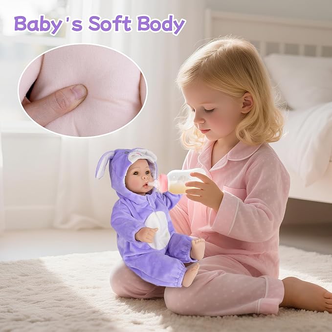 UOFTKIZ Real Life Baby Dolls - 17" Lifelike Baby Dolls, Soft Baby Doll with Open Eyes, Gifts for 3+ Years