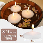 80 Pack White Floating Candles 3 inch Unscented Floating Candles for Centerpieces-10 Hours Long Burn Time-3” Floating Emergency Candle Bulk for Wedding Cylinder Vases
