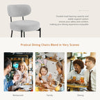 Dining Chairs Set of 2, Mid Century Modern Boucle Upholstered Kitchen Chair with Curved Backrest & Metal Legs for Home/Living Room/Bedroom/Office-Grey
