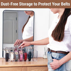 Acrylic Belt Organizer for Closet - 7 Compartments With Dust Cover Transparent Storage Holder | Display Case for Makeup, Jewelry, Watches, Bow Tie, & Bracelets | Multipurpose Clear Containers