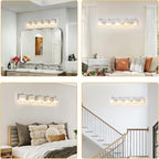 5-Light Modern Bathroom Light Fixture Chrome Vanity Lights Over Mirror Wall Sconce Lighting with K9 Crystal Shades Bathroom Wall Lamp E26 Base for Bedroom, Living Room, Hallway