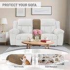 Reclining Sectional Couch Covers Velvet L Shape Recliner Sofa Middle Console Cover for Dogs Pets Washable Anti Slip 1 Additional Recliner Center Console Slipcovers (1 Console, Camel)