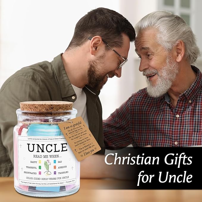 NewEleven Uncle Birthday Gifts - Gifts For Uncle, Funcle - Meaningful Present, Inspirational Gift For Uncles From Newphew, Niece, Kids - Bible Verse Jar