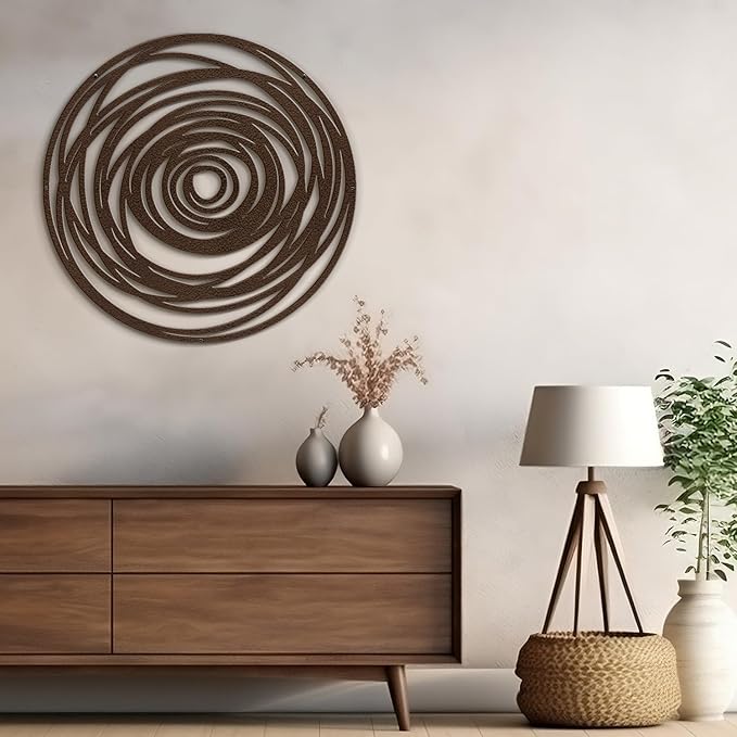 SIGNLEADER Metal Wall Art Decor Abstract Geometric Circles Minimalist Modern Abstract Wall Sculpture Hangings Home Decoration for Living Room, Bedroom, Bathroom, Kitchen, Outdoor - 30" Bronze