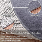 Non Slip Rug Pad Grippers - Round 4x4 Ft, 1/8" Thick, (Felt + Rubber) Double Layers Area Carpet Mat Tap, Provides Protection and Cushioning for Hardwood or Tile Floors