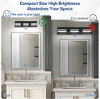 Modern LED Small Bathroom Lights Fixtures(3-Light),Metal Black Acrylic Wall Lighting,Vanity Lights for Bathroom Over Mirror(6000K 16in)