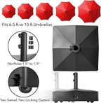 Casafield Patio Umbrella Base, 131lb Capacity, Fillable Heavy Duty Rolling Stand for Outdoor, Patio, Lawn, Deck, Poolside - Black