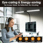 LED Desk Lamp with Two Heads, Clamp On Desk Lamps, 24W, 4000 LMS, CRI>90, 5 Color Modes (2600K-6500K), 10 Brightness Levels, Adapter Included