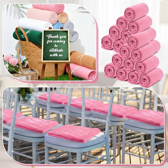 Newwiee 12 Pcs Fleece Throw Blankets Bulk 50'' x 60'' Oeko-tex Standard 100 Certified Spring Outdoor Wedding Guest Blankets Lightweight for Sleepover Donation Lap Pet Sofa Home (Pink)
