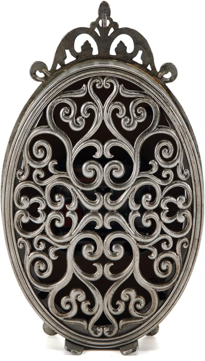 NIKKY HOME Vintage Table Clock, Silent Non-Ticking Battery Operated Desk Shelf Mantel Small Metal Clock for Living Room Decor - Retro Silver