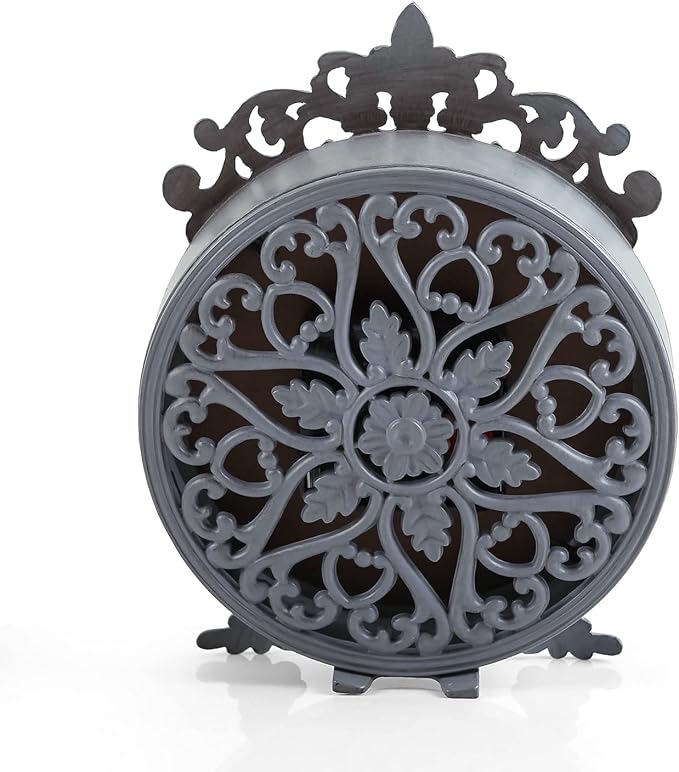 NIKKY HOME Small Vintage Table Clock, Decorative Shelf Desk Top Clock Battery Operated Round French Design, Farmhouse Home Decor for Bathroom, Tabletop, Desktop, Countertop, Rustic Grey