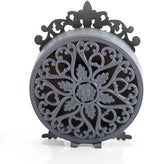 NIKKY HOME Small Vintage Table Clock, Decorative Shelf Desk Top Clock Battery Operated Round French Design, Farmhouse Home Decor for Bathroom, Tabletop, Desktop, Countertop, Rustic Grey