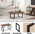 IBF Rustic Coffee Table, Industrial Simple Wooden Living Room Table, Modern Minimalist Farmhouse Rectangle Center Table, Wood and Metal Vintage Tea Coffee Table for Home Bedroom, Rustic Brown, 39 Inch