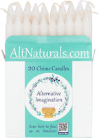 Alternative Imagination White Chime Candles - 20 Pack of Unscented 4 Inch Mini Taper Candles - Dripless Long Burning Ritual Candles for Meditation, Spell Work, Cleansing, Peace & Home Decor