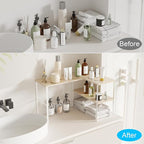 Golener Countertop Organizer Corner Shelf, 2 Tier Adjustable Stackable Corner Shelves for Kitchen, Bathroom, Spice Rack, Coffee Bar, Over Sink, Dresser Table, Corner Counter Shelf Stand, Natural Beige | Corner Shelves, for Kitchen, Bathroom, Spice Rack...