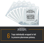 Dr. Killigan's Premium Double Potent Clothing Moth Traps with Pheromones Prime, Organic Clothes Moth Trap with Lure for Closets & Carpet, Case Making & Web Spinning (6 Pack, Black)