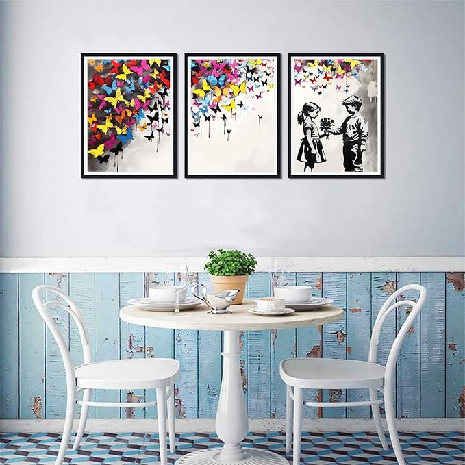 Novatique Colorful Graffiti Wall Decor Banksy Graffiti Wall Art Abstract Street Art Colorful Cool Posters Painting for Bedroom Bathroom,12" x 16" x 3Pcs