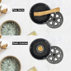 Cast Iron Incense Burner with Holder and Fireproof Cotton - Ideal for Sticks, Resin, Cone Incense and Rituals