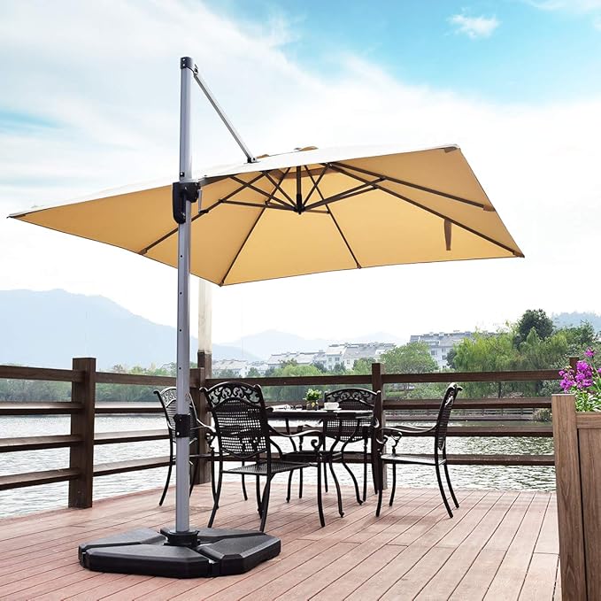 Giantex 4PCS Patio Offset Umbrella Base Weight, 195 lbs Water Sand Filled Umbrella Stand for Cantilever Offset Umbrella, Outdoor Market Umbrella Base with Easy-Filling Spouts