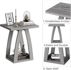 End Tables Living Room, Side Table Beside Sofa, Nightstand for Bedroom, Couch Side Table with Shelf, Modern End Table for Living Room, Grey End Table Set of 2