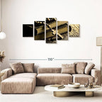 Elephant Stock Bible And Cross Wall Art Multi Piece Canvas - 5 Panel Christian Pictures Decor - Digital Design Canvas Print - Christian Wall Decor - 74" X 34"
