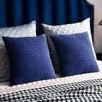 24x24 Blue Throw Pillow Covers: 2 Pack Original Striped Velvet Square Decorative Pillow Cases for Farmhouse Couch