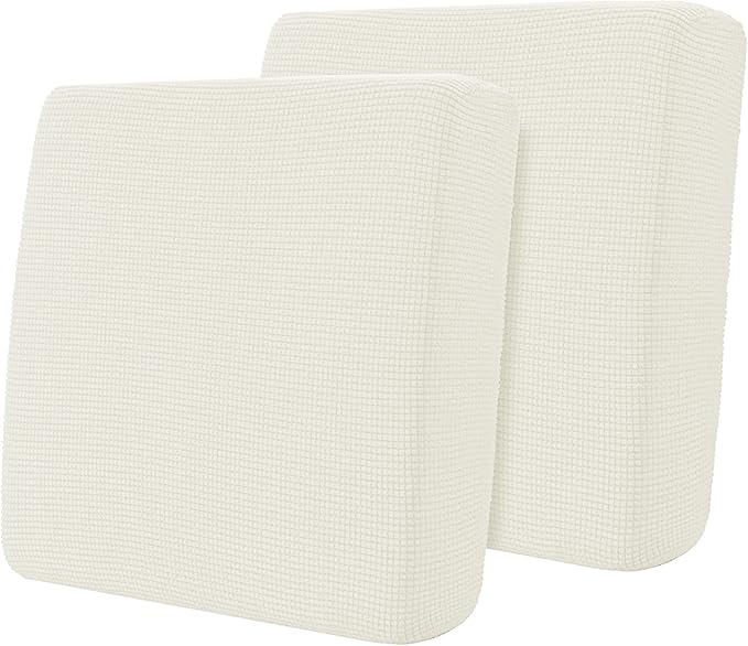 Hokway Stretch Couch Cushion Slipcovers Reversible Cushion Replacement Slipcovers Sofa Cushion Covers(Creamy White, 2)
