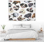 VUMIVI Dog-Head Tapestry Cartoon Pet Illustrations Cute Funny Animals Colorful Graffiti Tapestry Wall Hanging for Living Room Bedroom Dorm Classroom Aesthetic Decor W40xL30in